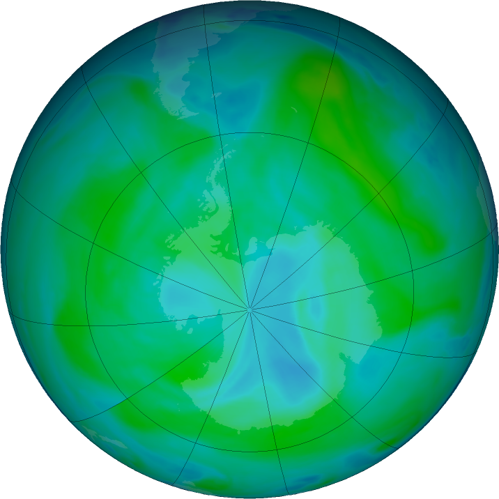Antarctic ozone map for 17 January 2024